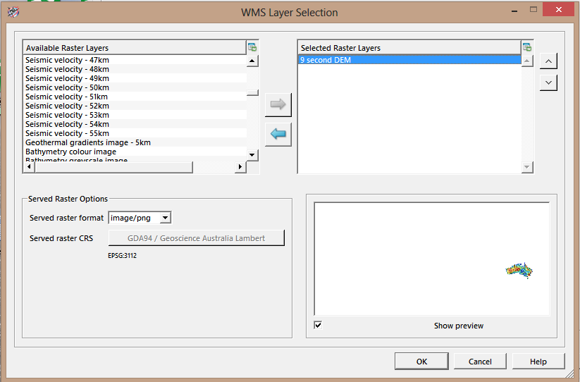WMS Layer Selection