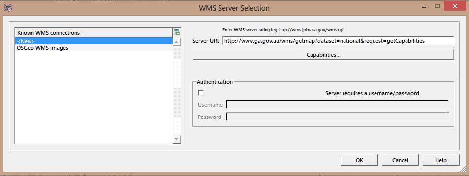 WMS Server Selection