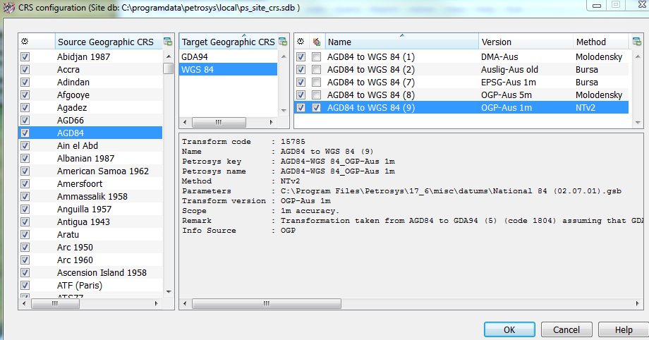 CRS configuration crs_configuration