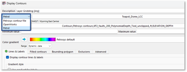 Display contours