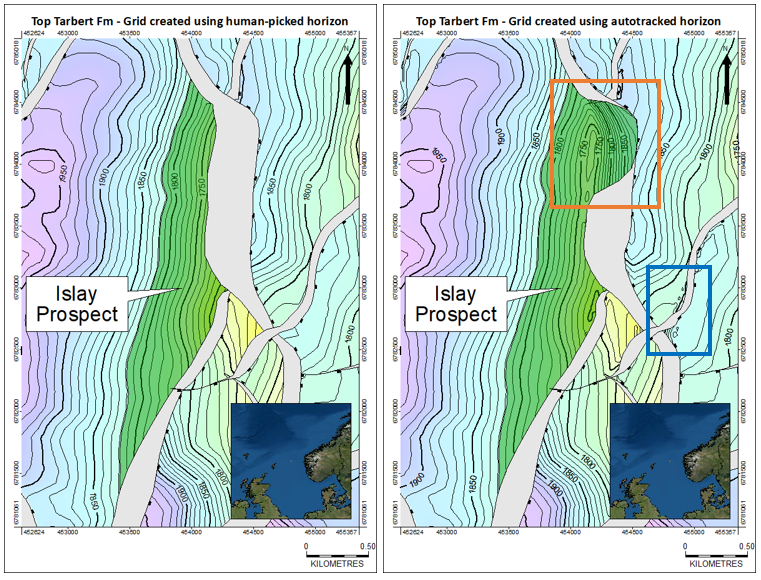 Grid with seismic interpretation