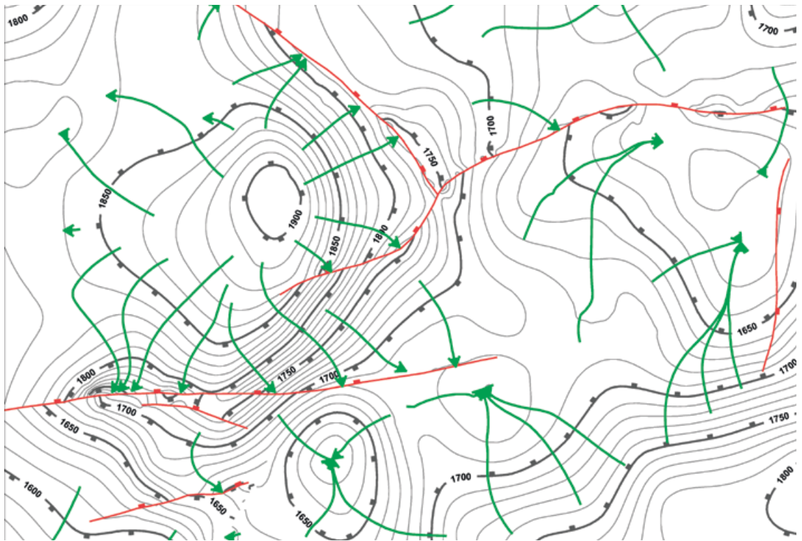 Orthocontours help analyse potential flow paths.
