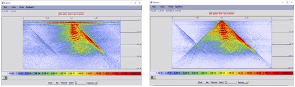 FK spectra of the shot, before and after