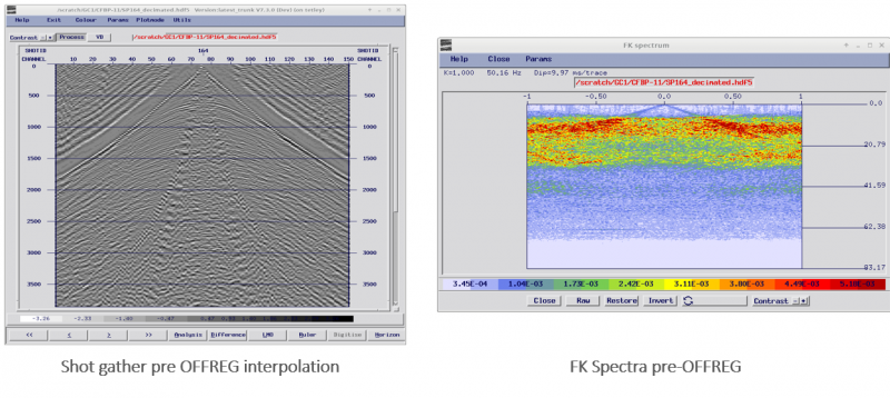 shot gather pre OFFREG and FK Spectra pre-OFFREG